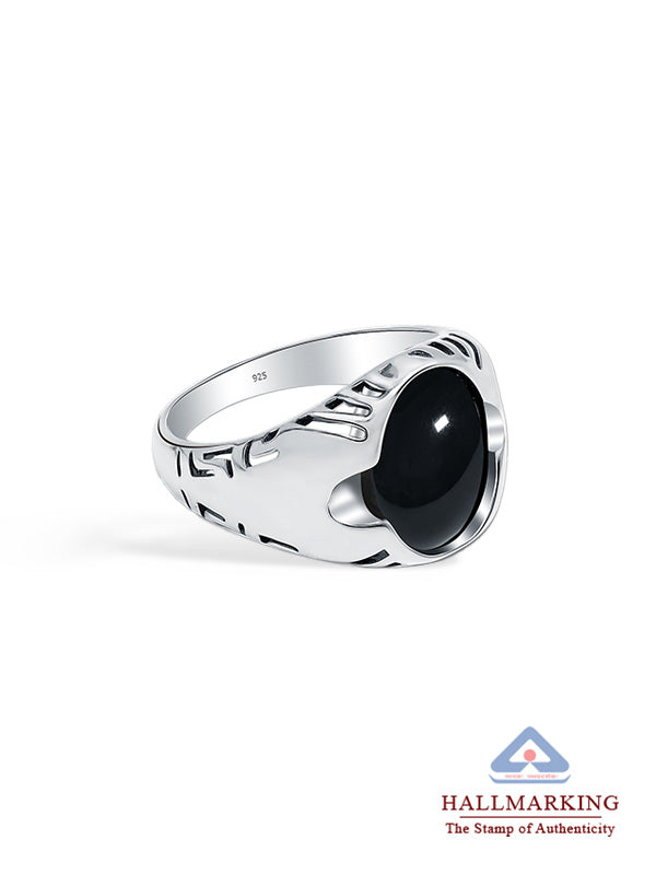 Vintage Round Black Onyx Signet Ring