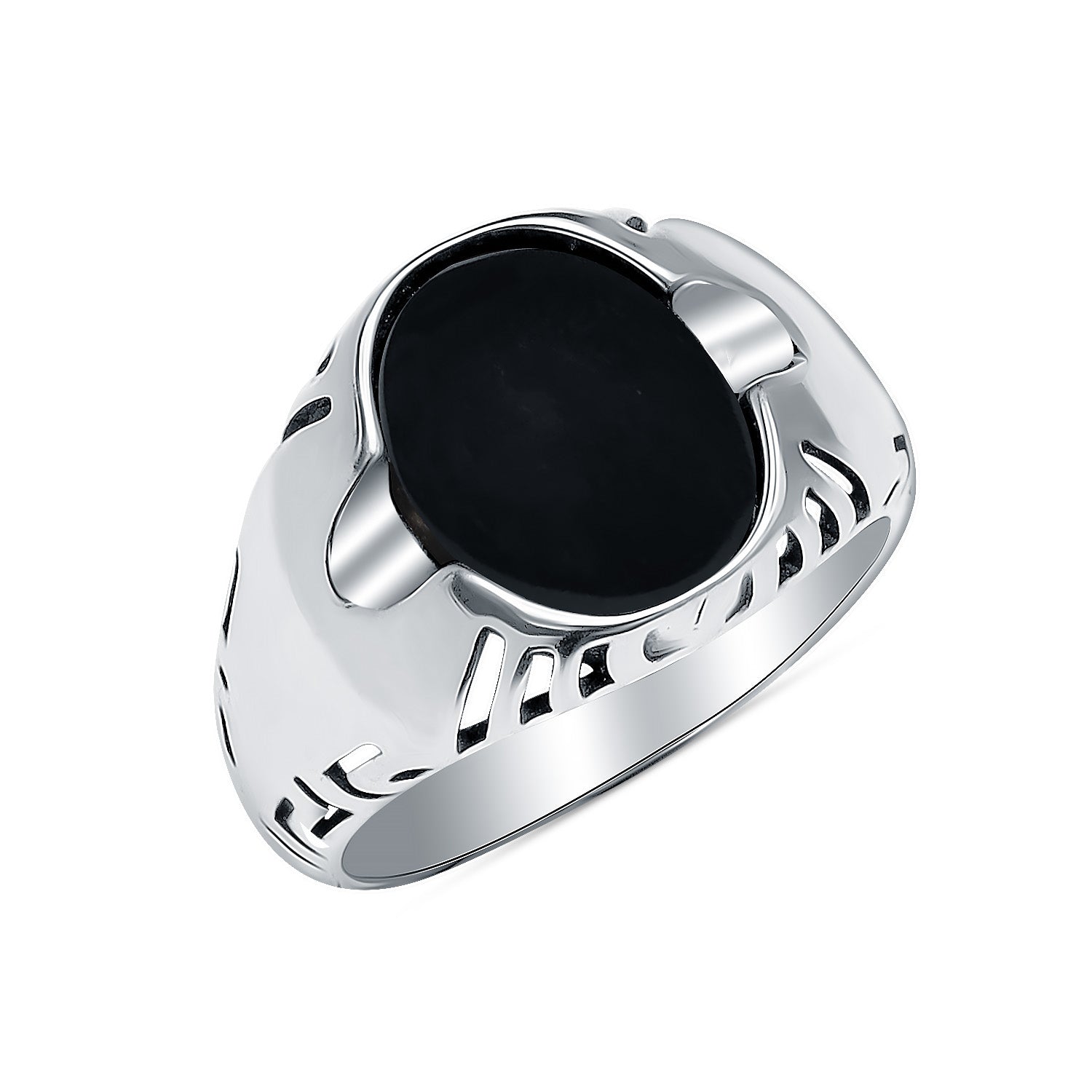 925 Sterling Silver Handmade Vintage Round Shape Black Onyx Signet Ring For Men
