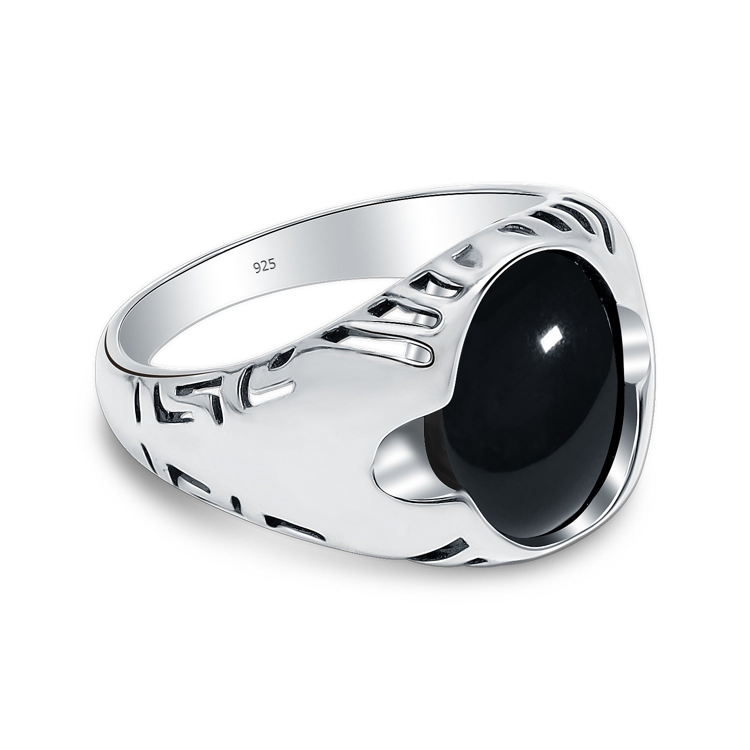 925 Sterling Silver Handmade Vintage Round Shape Black Onyx Signet Ring For Men