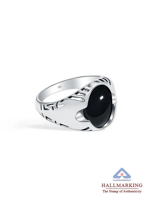 Vintage Round Black Onyx Signet Ring