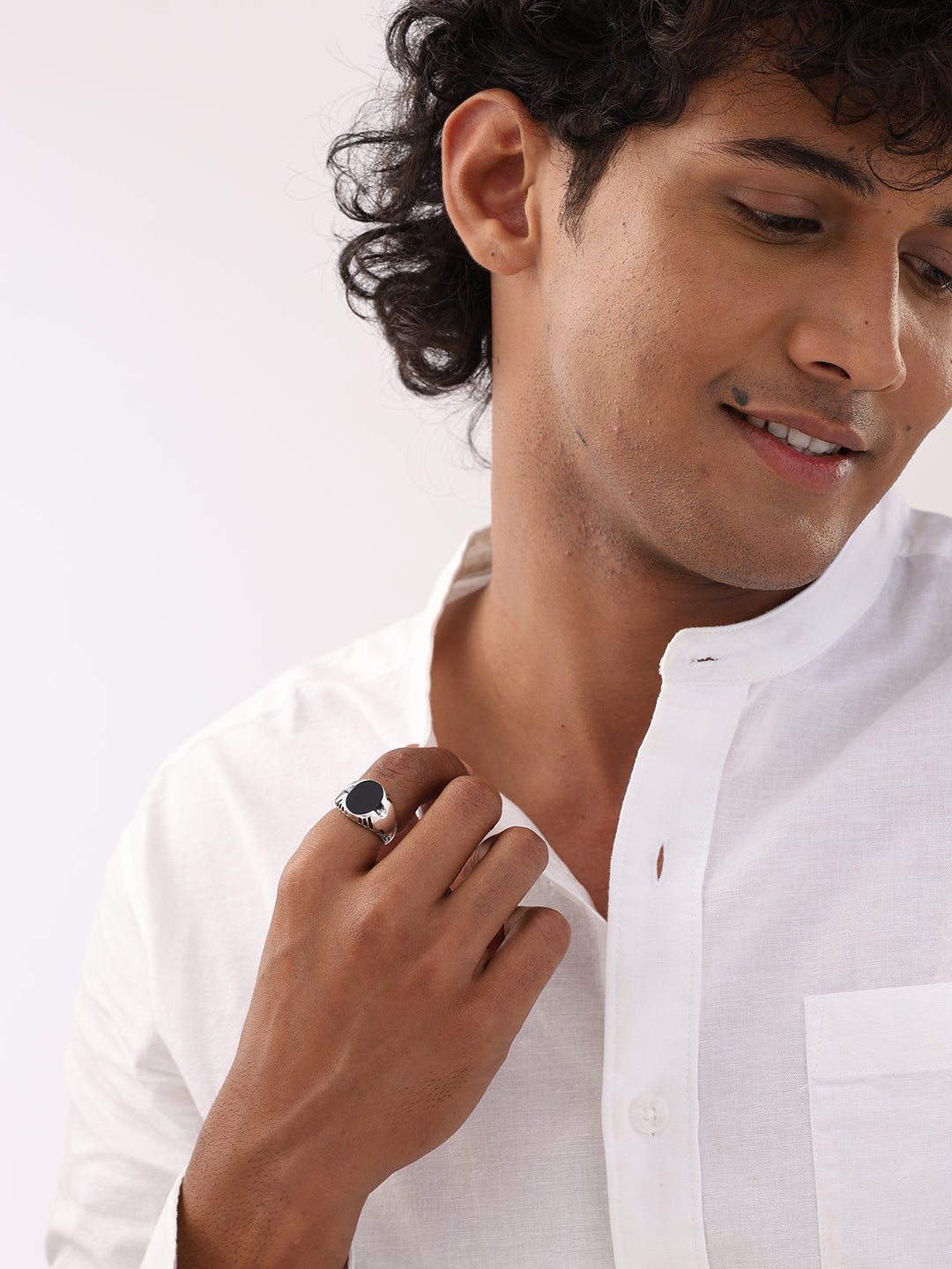 Vintage Round Black Onyx Signet Ring