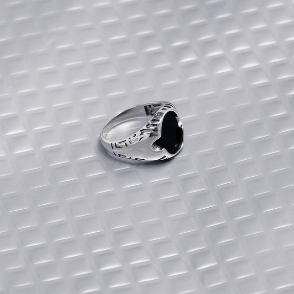 925 Sterling Silver Handmade Vintage Round Shape Black Onyx Signet Ring For Men