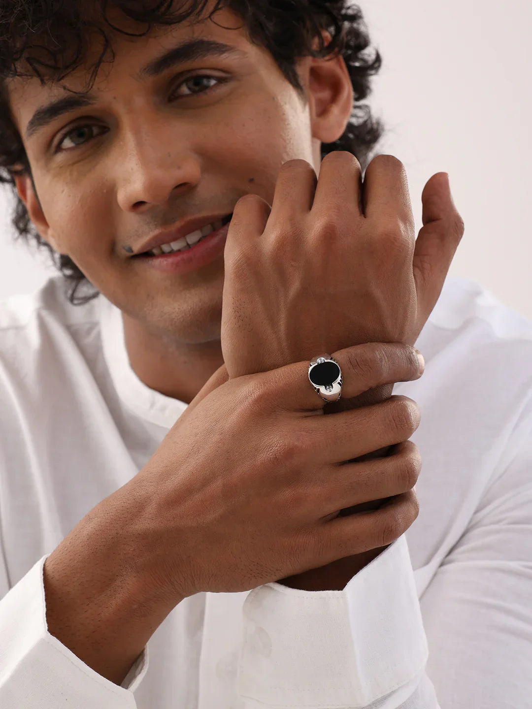 Vintage Round Black Onyx Signet Ring
