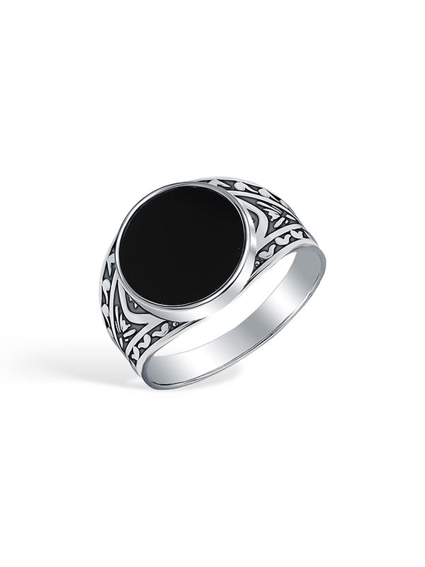 Vintage Black Onyx Signet Engagement Ring