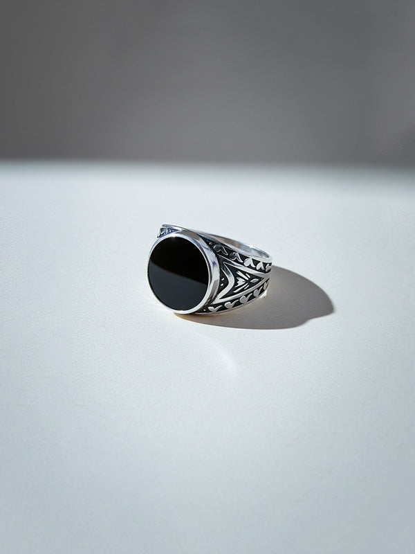 Vintage Black Onyx Signet Engagement Ring