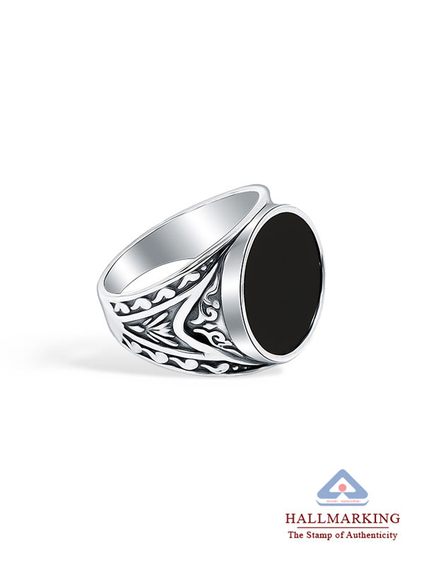 Vintage Black Onyx Signet Engagement Ring