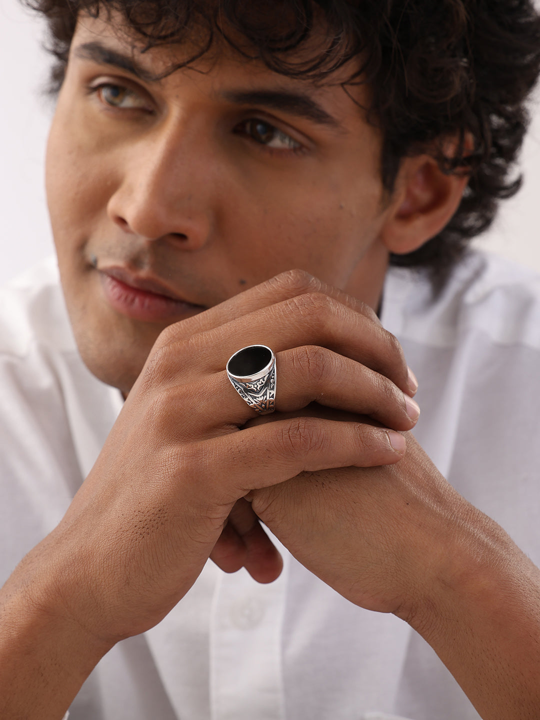 Vintage Black Onyx Signet Engagement Ring