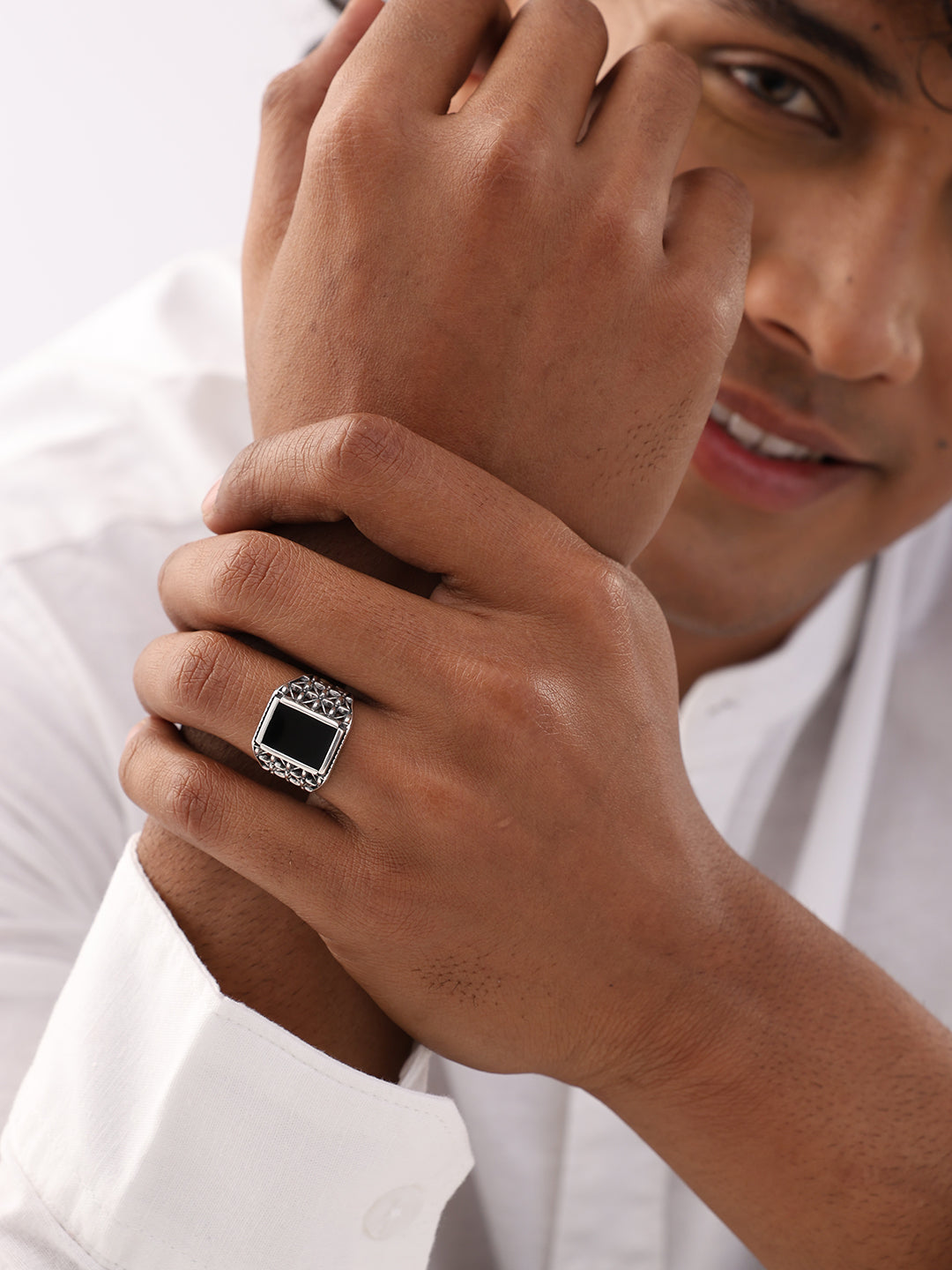 Black Onyx Vintage-Inspired Ring for Men