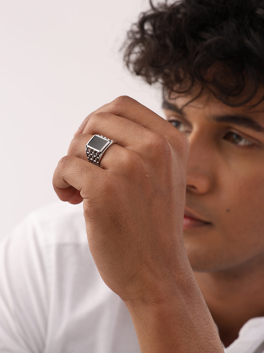 Black Onyx Vintage-Inspired Ring for Men