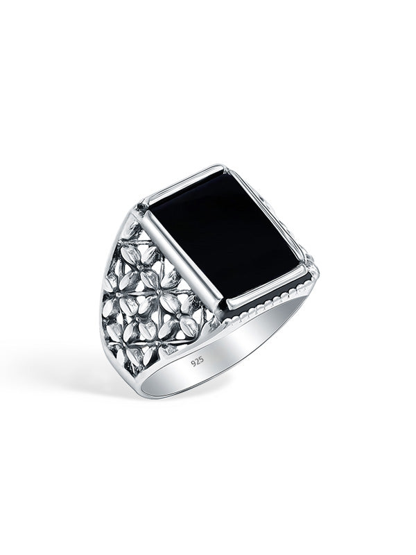 Black Onyx Vintage-Inspired Ring for Men