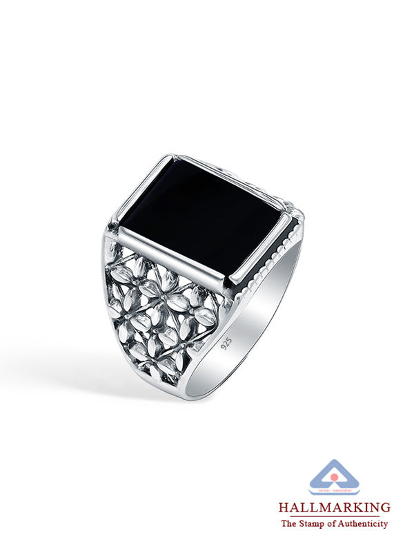 Black Onyx Vintage-Inspired Ring for Men