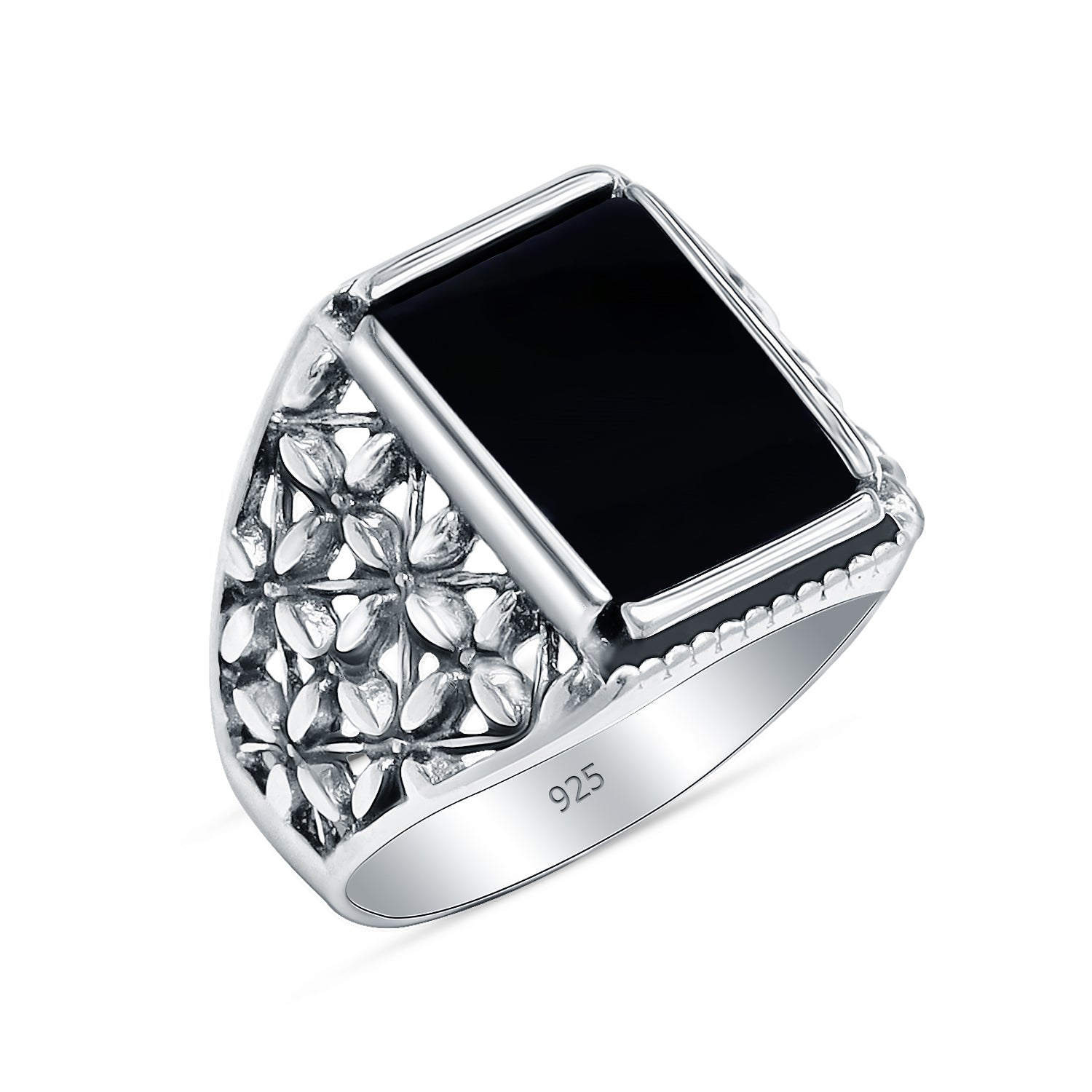 925 Sterling Silver Black Onyx Vintage inspired Antique Ring for Men