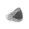 925 Sterling Silver Handmade Vintage Black Cubic Zirconia Stone-Studded Ring for Men