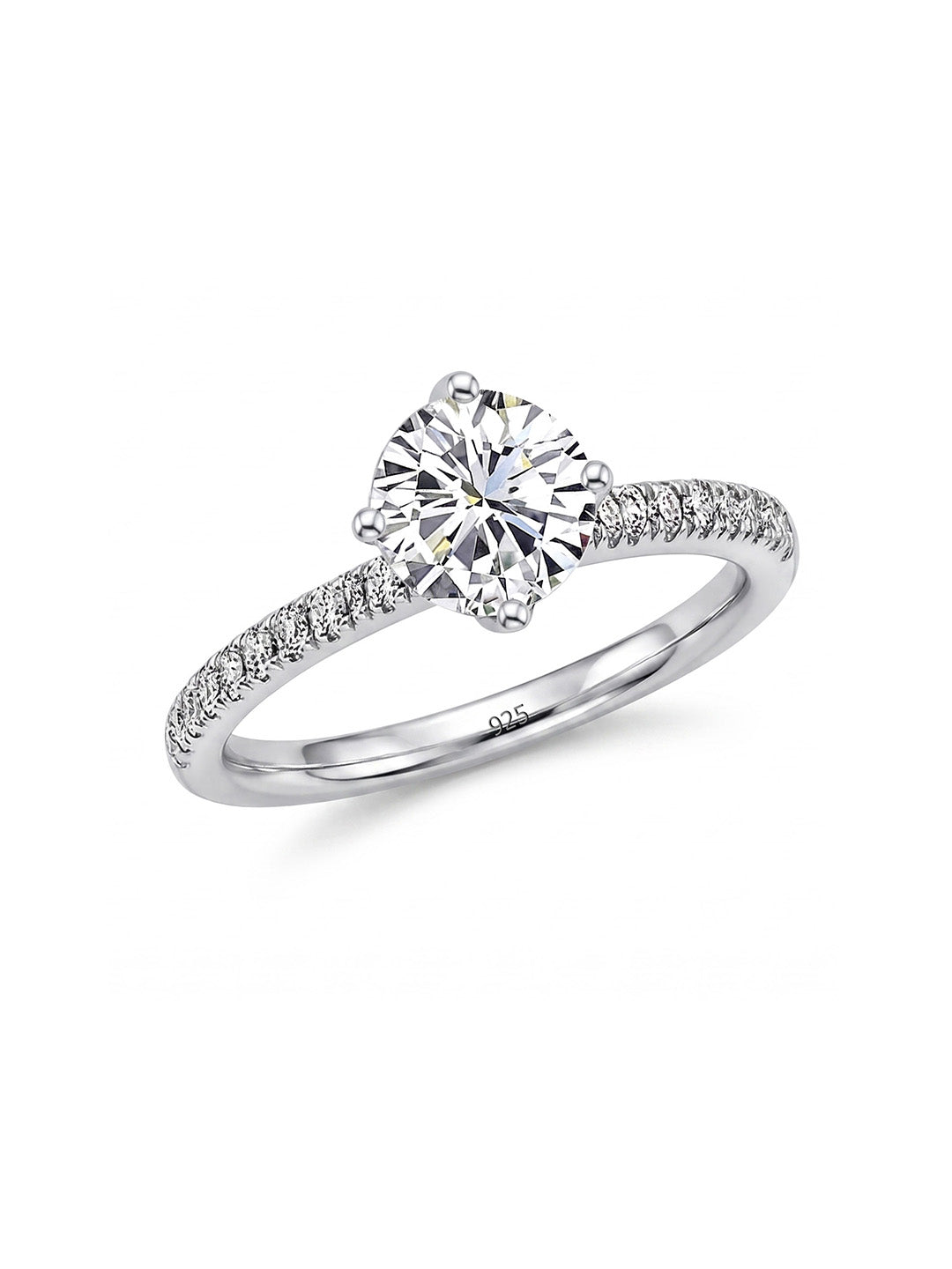 Rhodium Solitaire Ring
