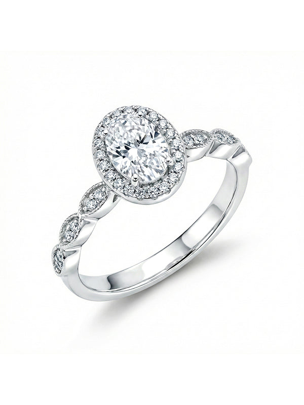Valentina Silver Octagon Halo Ring