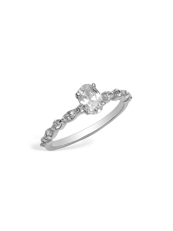CZ Oval-Cut Eternity Engagement Ring