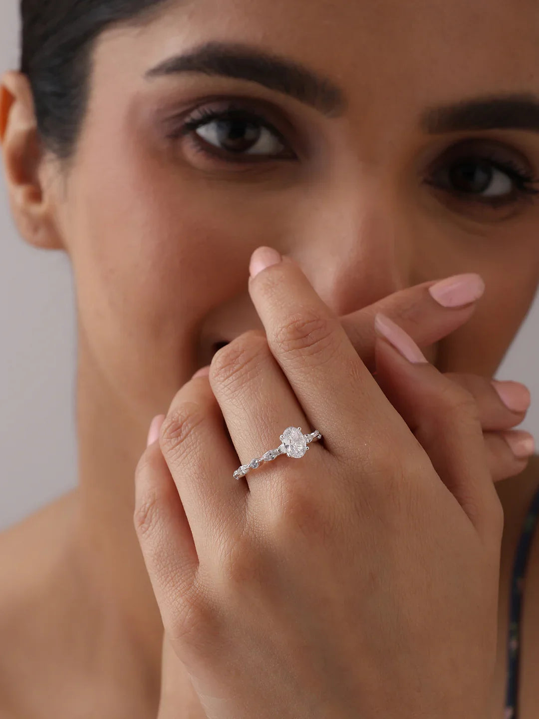 CZ Oval-Cut Eternity Engagement Ring