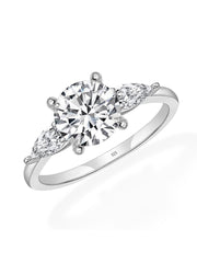 Three Stone Ring in Rhodium