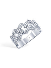 Iced Link Rhodium Ring For Men