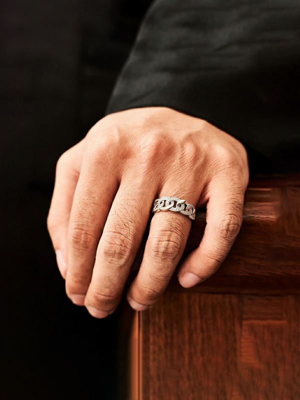 Iced Link Finger ring for Men
