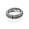 925 Sterling Silver Antique Pave Black Zirconia Sideways Band Cross Ring for Men and Boys