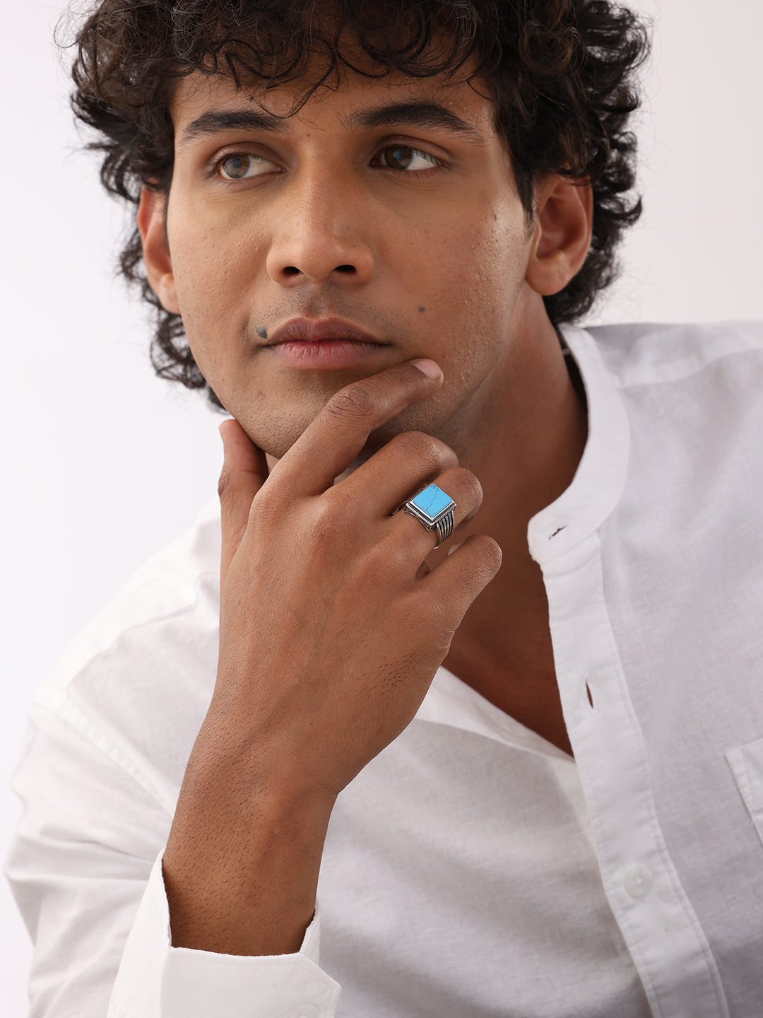 Antique Square Turquoise Ring for Men