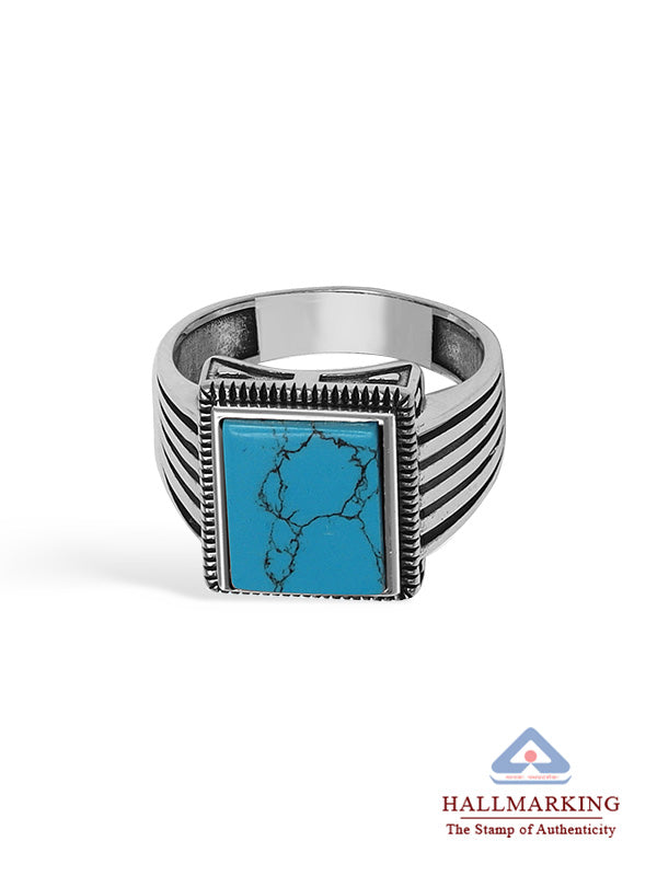 Antique Square Turquoise Ring for Men