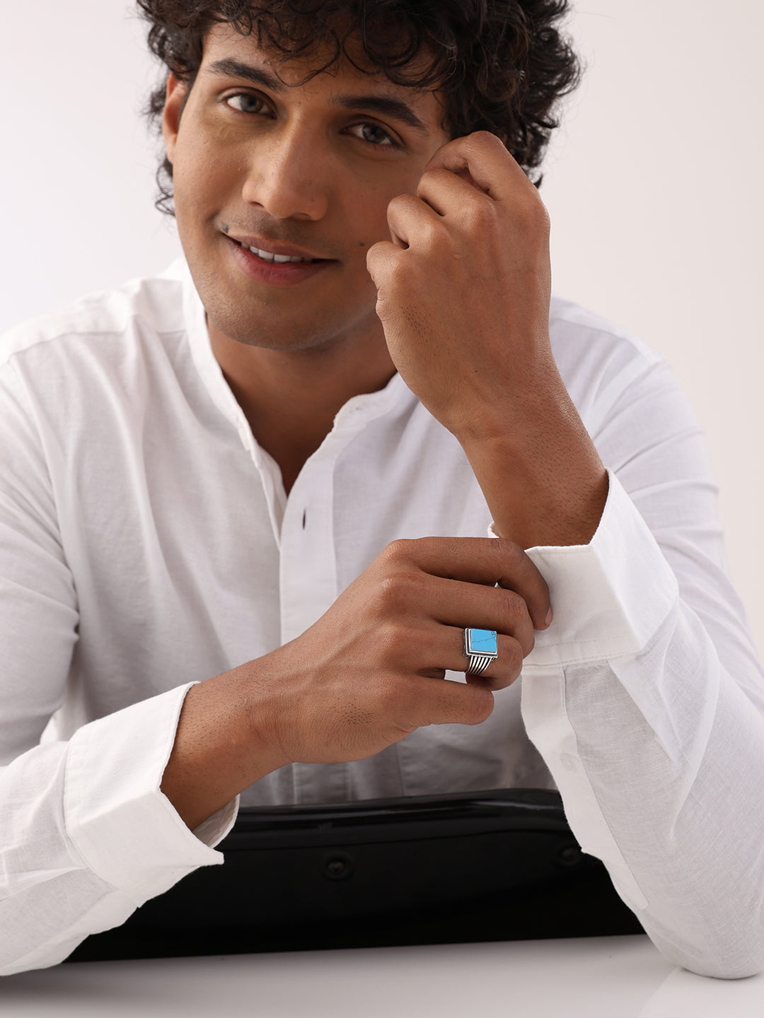 Antique Square Turquoise Ring for Men