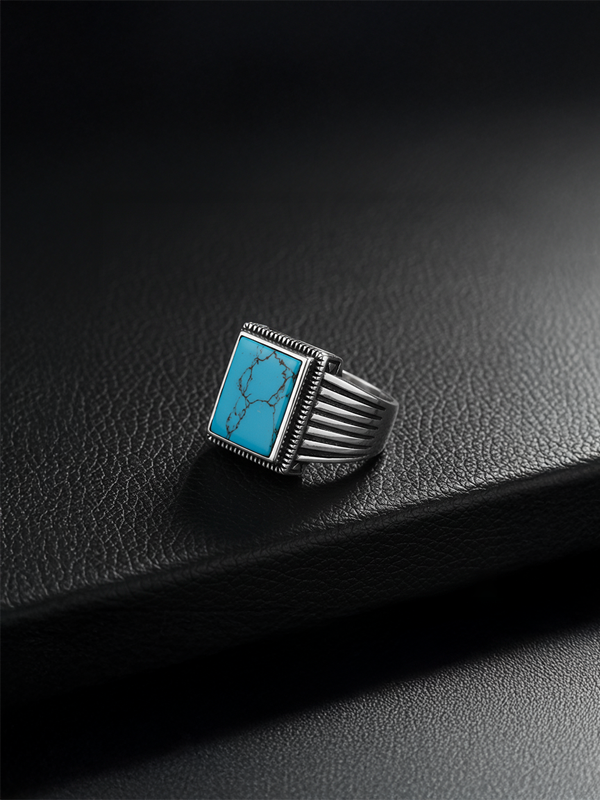 Antique Square Turquoise Ring for Men