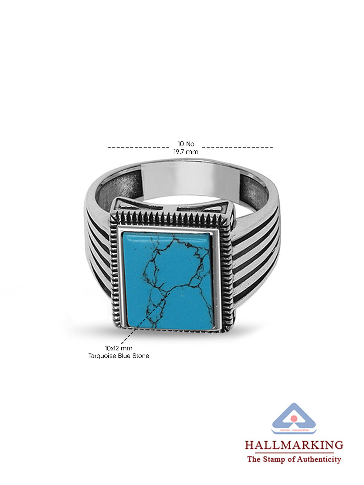 Turquesa Antique Square Turquoise Men's Ring