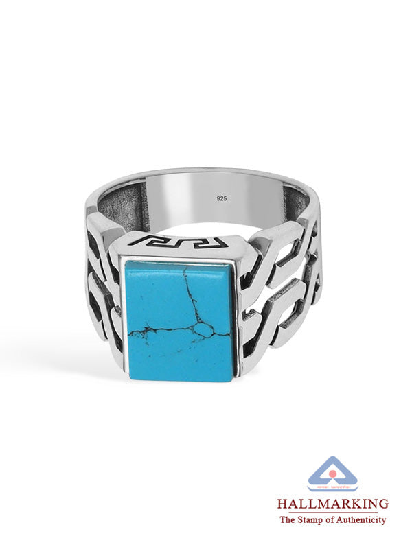 Cuban Crest Turquoise Ring For Men