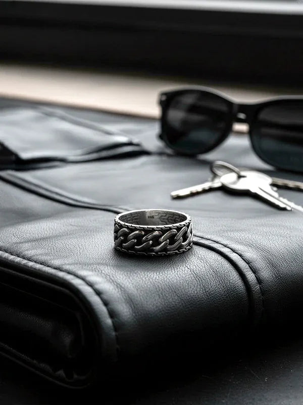 Handmade Curb Link Chain Band Ring