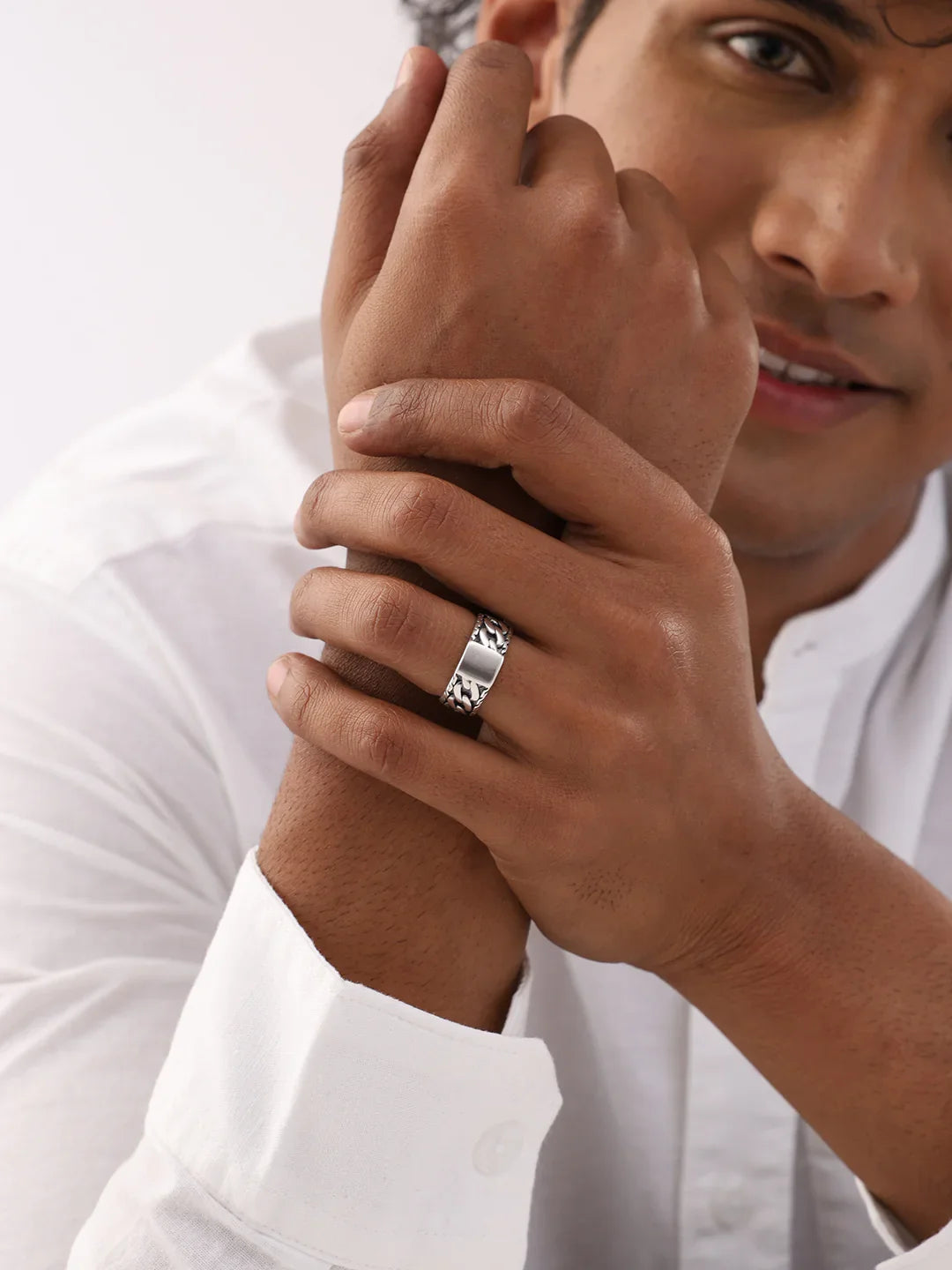 Handmade Curb Link Chain Band Ring