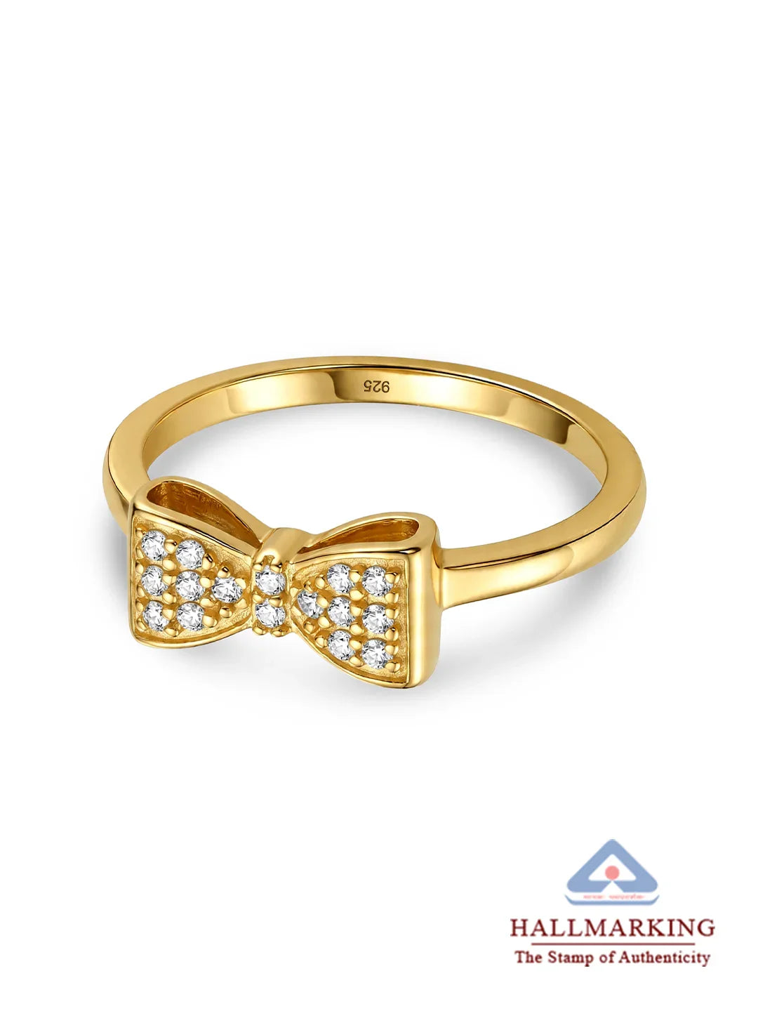 925 Sterling Silver Jewellery | 14K Gold-Plated Charmelle Bow Ring | acpl-ecom.myshopify.com