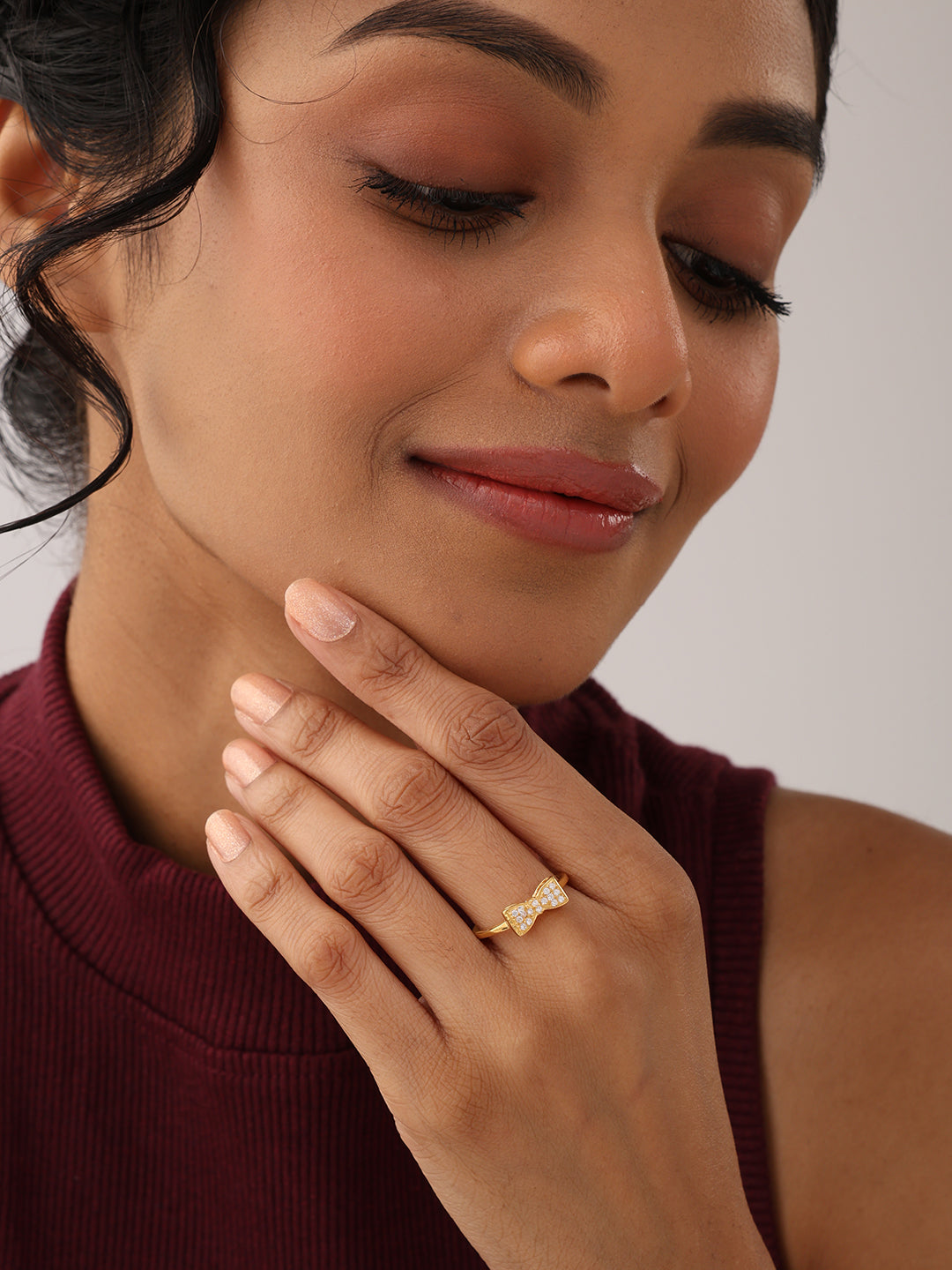 925 Sterling Silver Jewellery | 14K Gold-Plated Charmelle Bow Ring | acpl-ecom.myshopify.com
