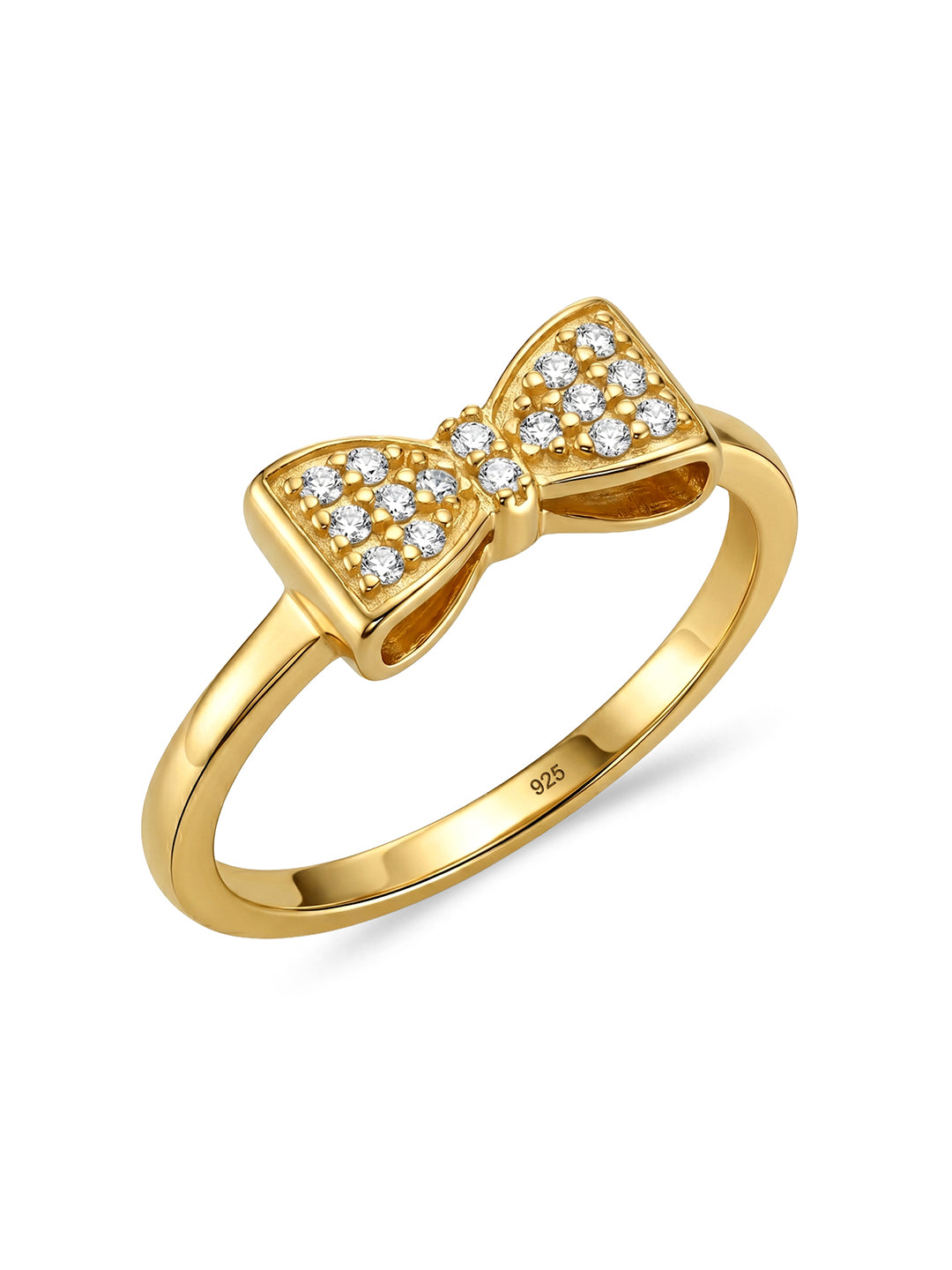 925 Sterling Silver Jewellery | 14K Gold-Plated Charmelle Bow Ring | acpl-ecom.myshopify.com