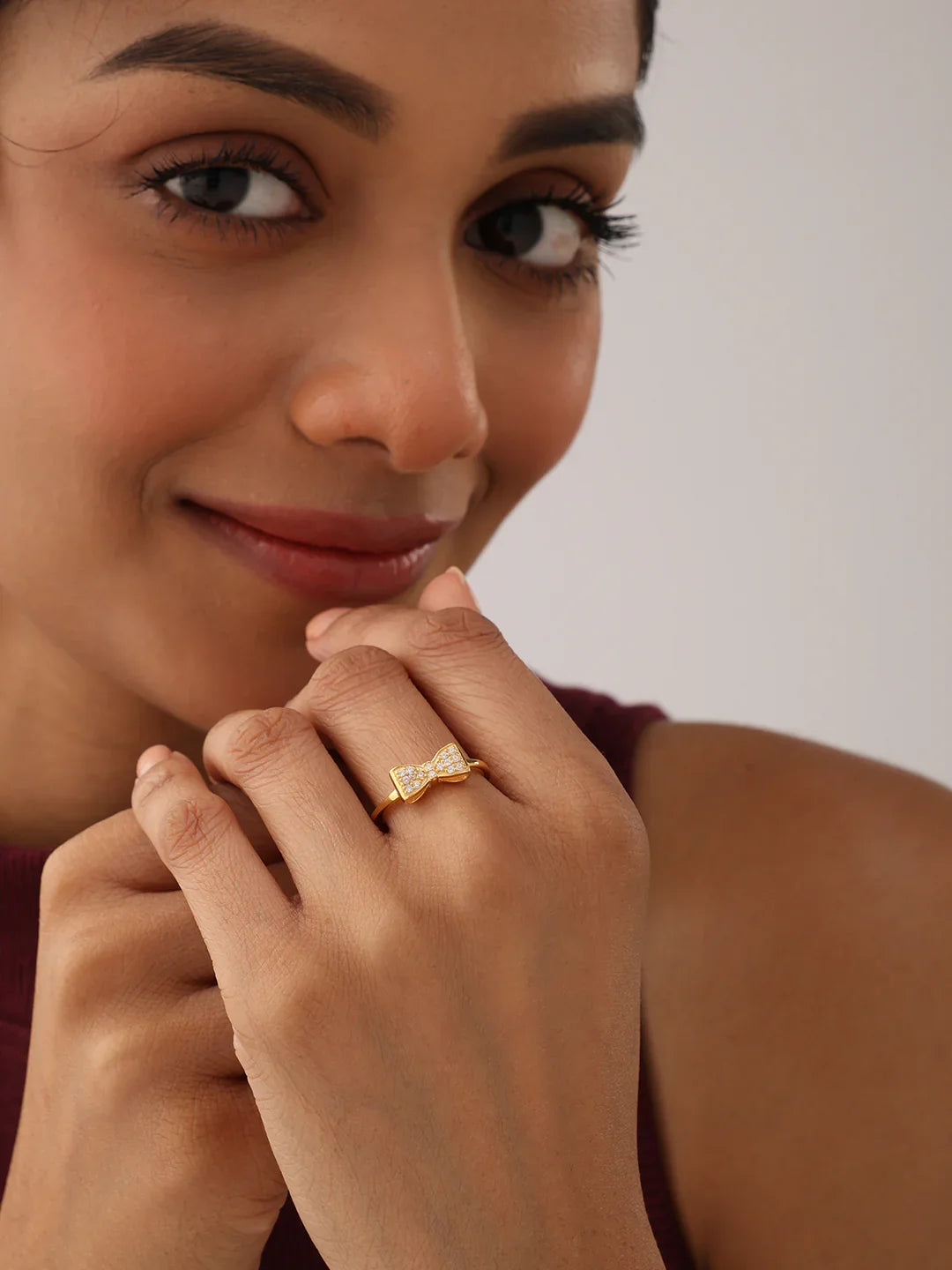 925 Sterling Silver Jewellery | 14K Gold-Plated Charmelle Bow Ring | acpl-ecom.myshopify.com