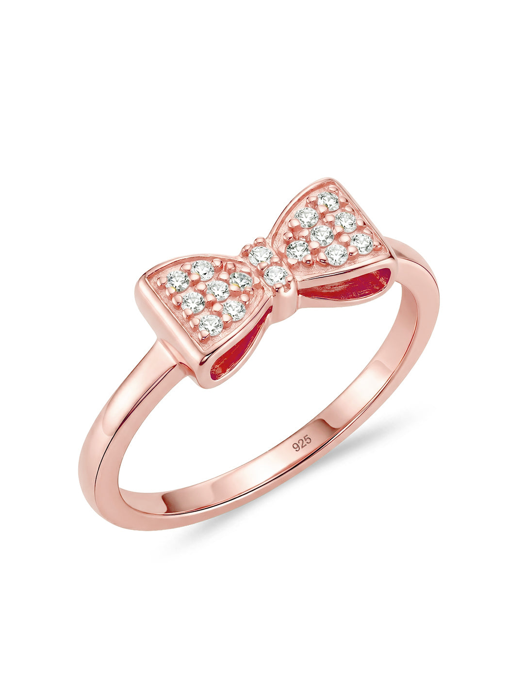 925 Sterling Silver Jewellery | 14K Rose-Gold Plated Charmelle Bow Ring | acpl-ecom.myshopify.com