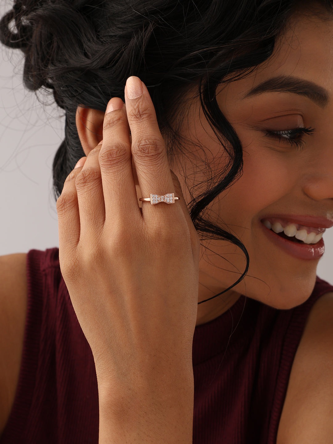14K Rose-Gold Plated Charmelle Bow Ring