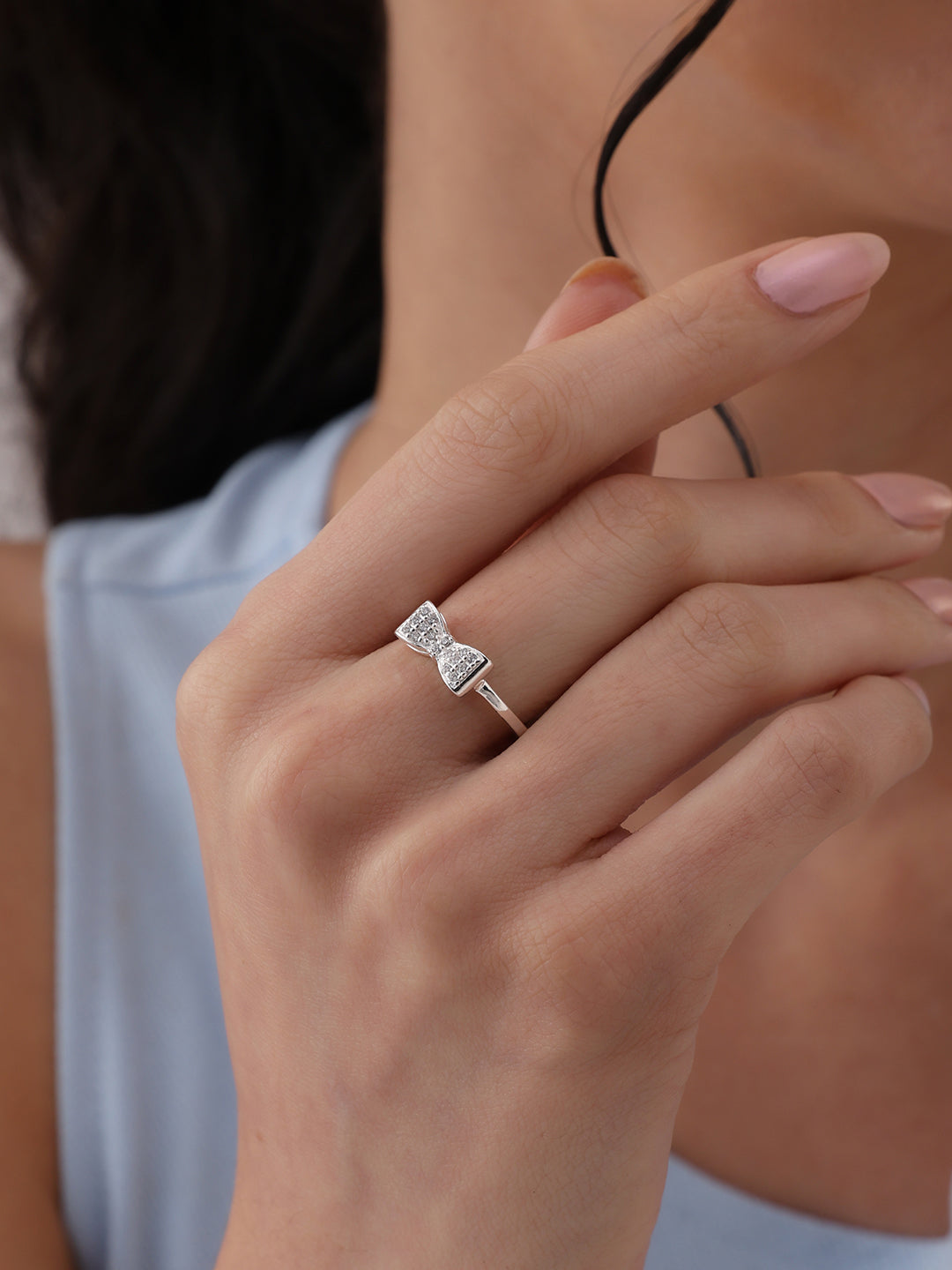 CZ Bow Knot Wedding Band Ring