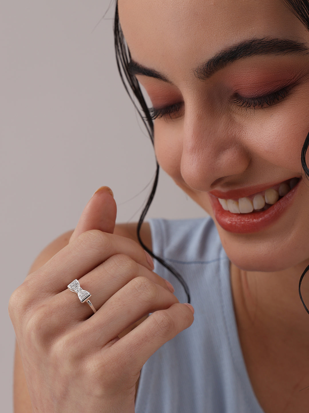 CZ Bow Knot Wedding Band Ring