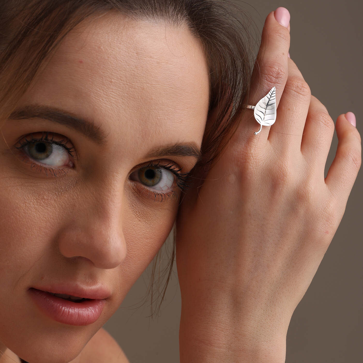 925 Sterling Silver Adjustable Peepal Leaf Shaped Handmade Ring for Women