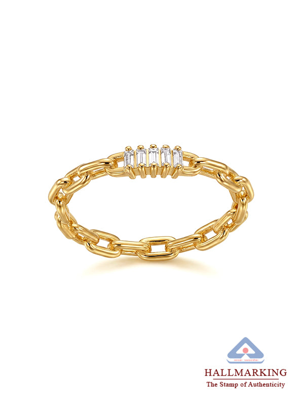 Aurelia Gold Baguette Chain Ring