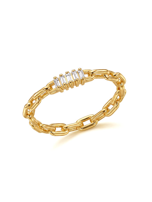 Aurelia Gold Baguette Chain Ring