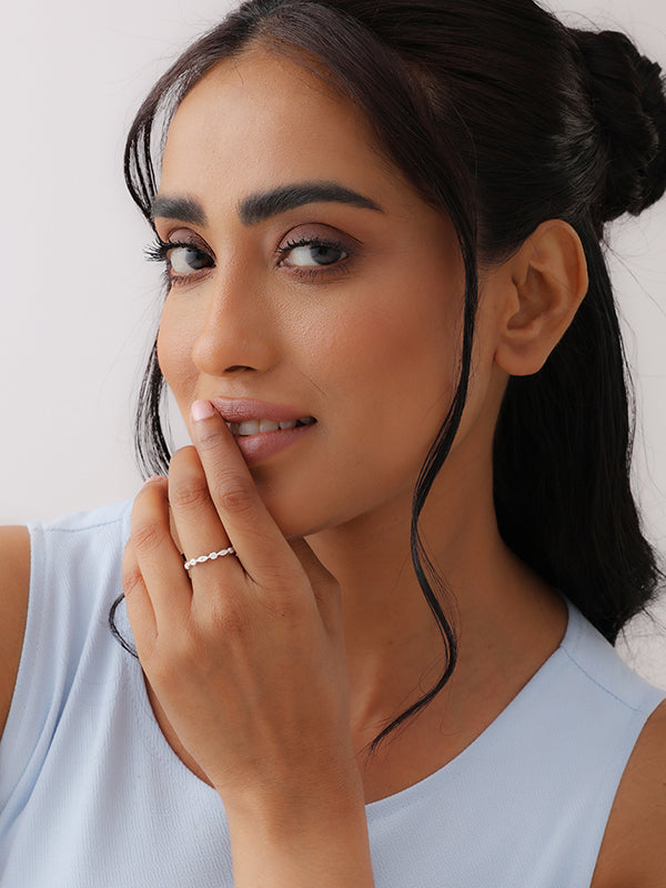 Aurora Marquise & Round CZ Silver Ring