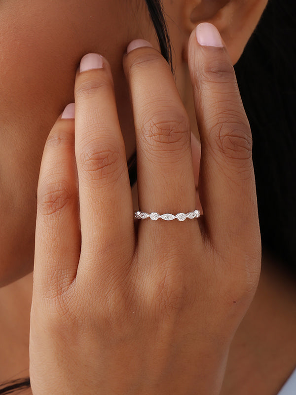 Aurora Marquise & Round CZ Silver Ring