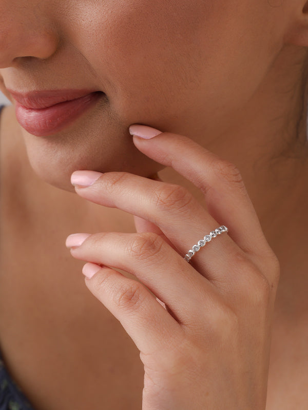 Luminia Bezel-Set CZ Eternity Silver Band