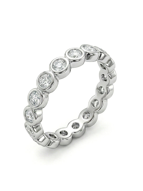Luminia Bezel-Set CZ Eternity Silver Band