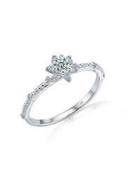 Celestia Round CZ Solitaire Silver Ring