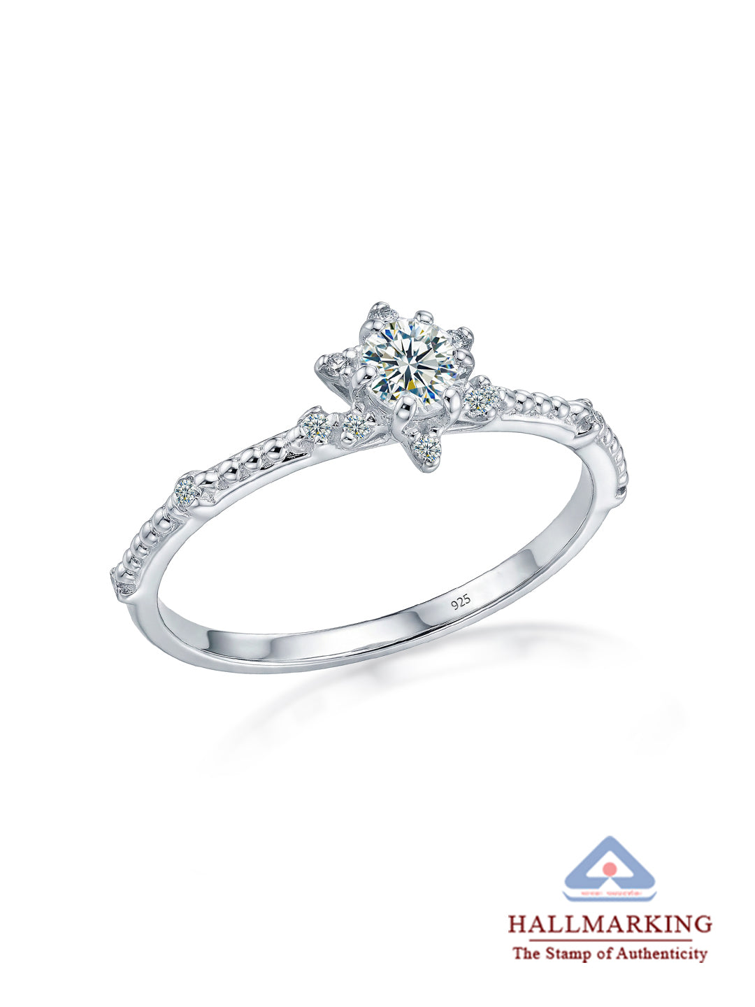 Celestia Round CZ Solitaire Silver Ring